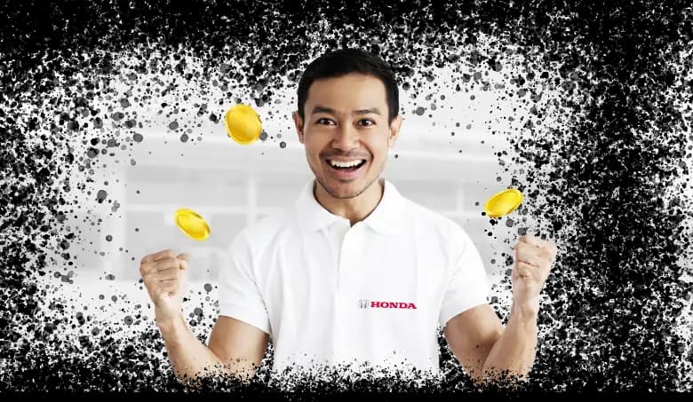 Vendedor da Honda Automóveis comemorando